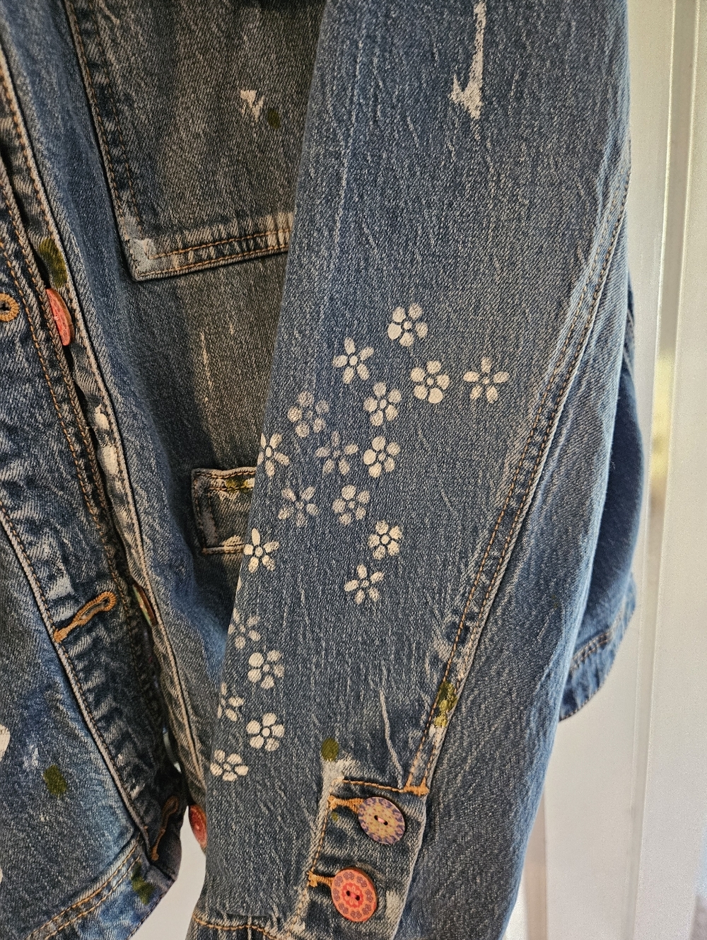Upcycled Blue Denim Embellished Jacket with Butterfly & Bird Motifs - Picture 5 of 8